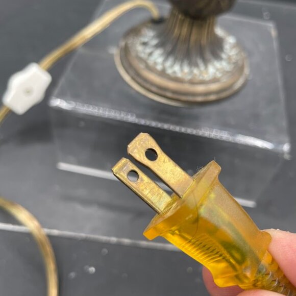 Andrea by Sadek Pink Frosted Trumpet Accent Lamp Brass Base Works - Picture 12 of 12